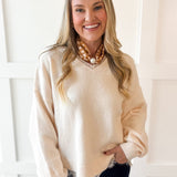 Oversized Accent Lace Sweater - Cream