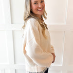 Oversized Accent Lace Sweater - Cream