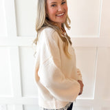 Oversized Accent Lace Sweater - Cream
