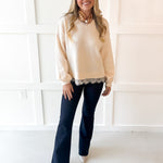 Oversized Accent Lace Sweater - Cream