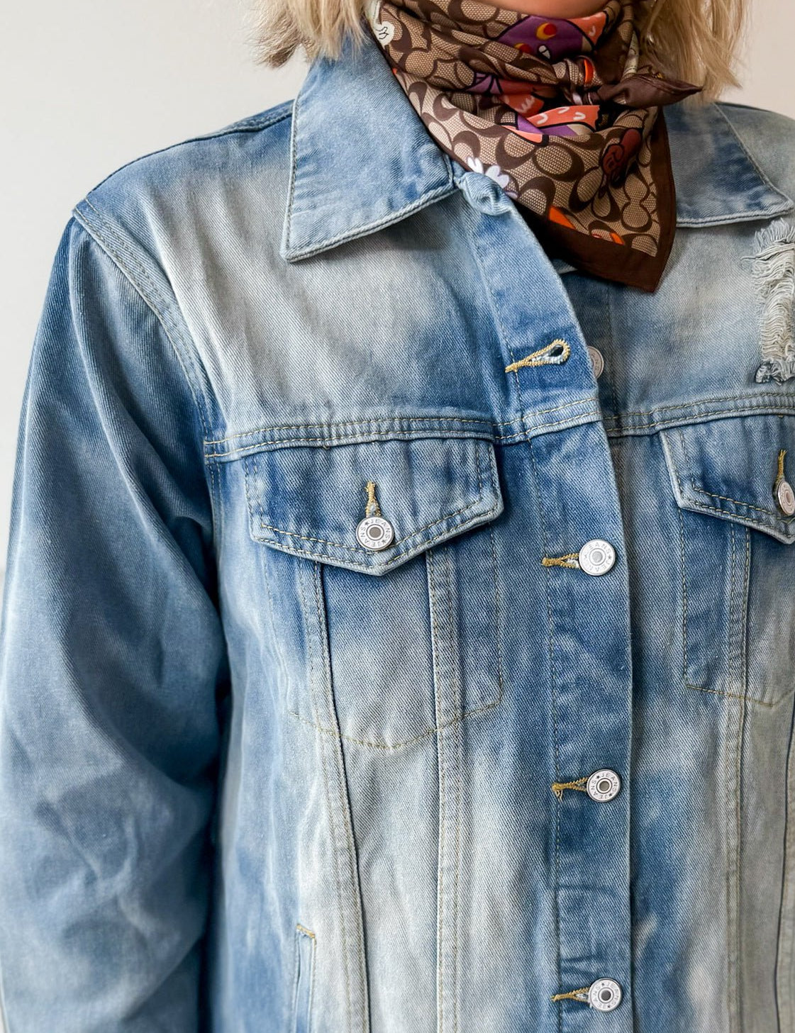 Oversized Distressed Denim Jacket