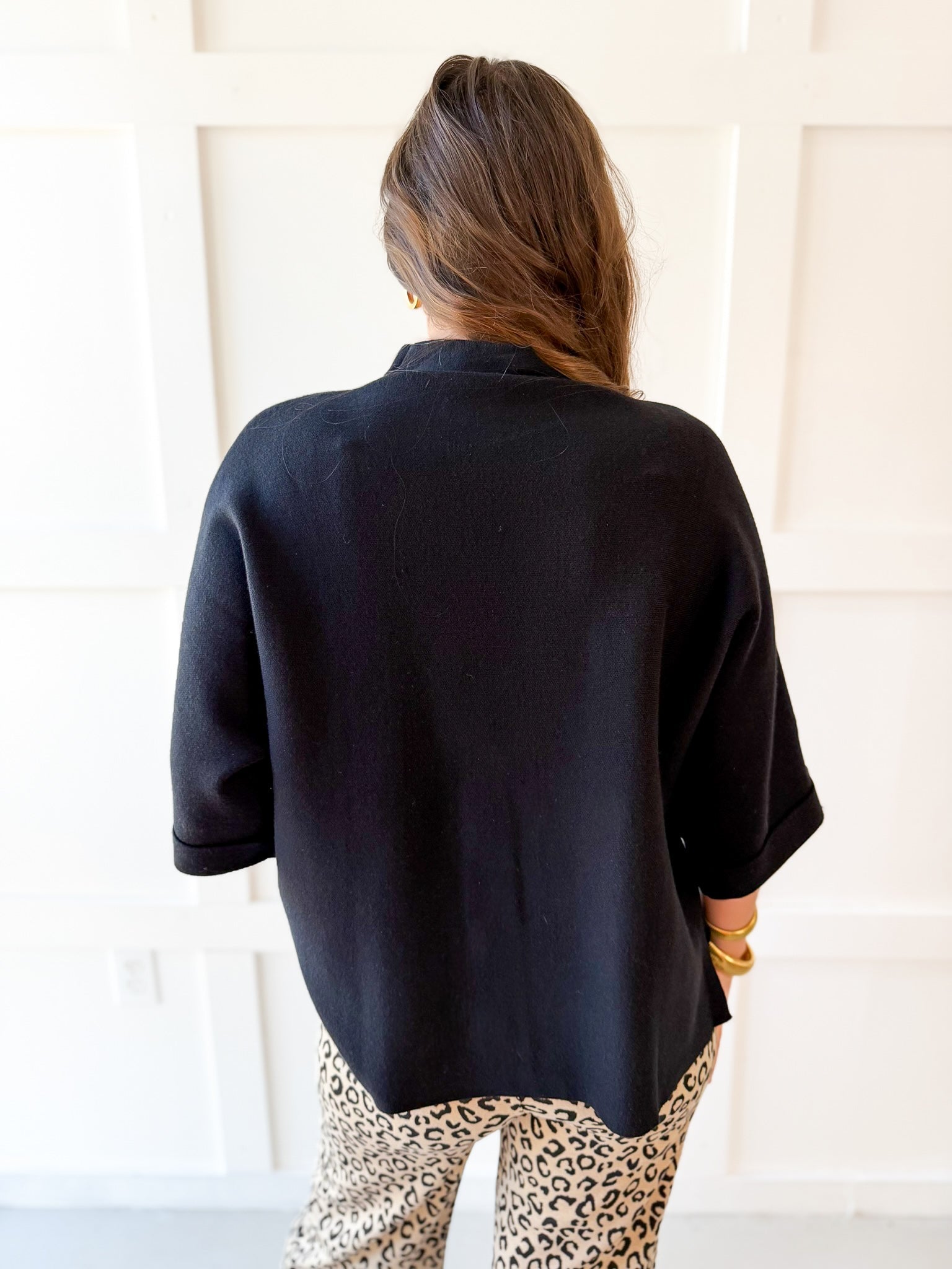 Oversized Knit Sweater Top - Black
