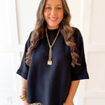 Oversized Knit Sweater Top - Black