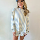 Oversized Stripe Top & Short Set - Blue