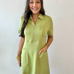 P. Cill Butter 3/4 Zip Dress - Lemon Grass