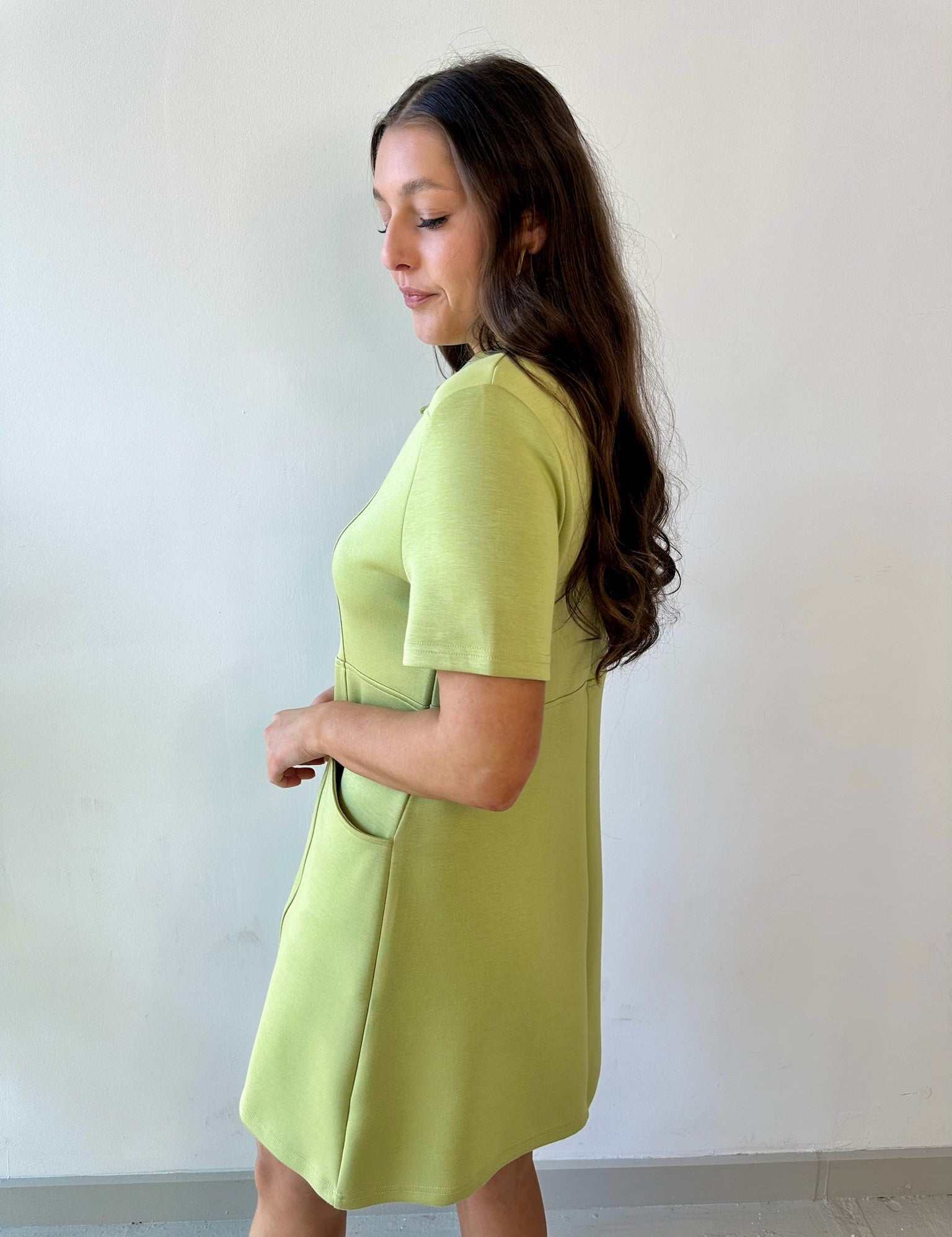 P. Cill Butter 3/4 Zip Dress - Lemon Grass