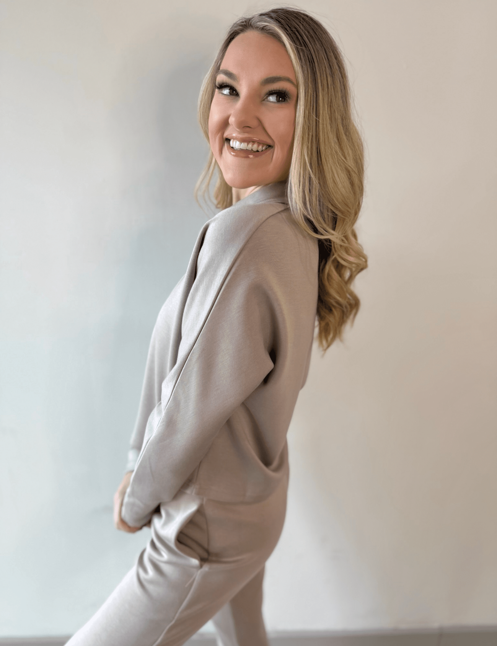 P. Cill Butter Quarter Zip Top - Taupe