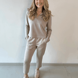 P. Cill Butter Quarter Zip Top - Taupe