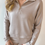 P. Cill Butter Quarter Zip Top - Taupe