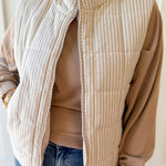 Padded Striped Vest - Ecru