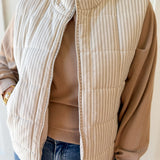 Padded Striped Vest - Ecru