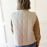 Padded Striped Vest - Ecru