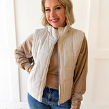 Padded Striped Vest - Ecru