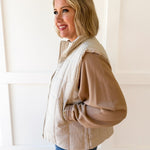 Padded Striped Vest - Ecru