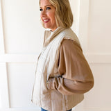 Padded Striped Vest - Ecru