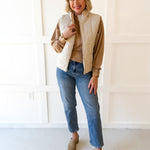 Padded Striped Vest - Ecru