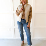 Padded Striped Vest - Ecru