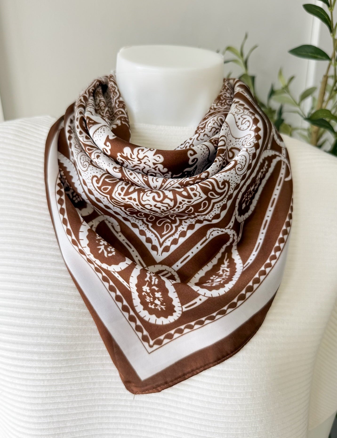 Paisley Bandana Scarf - Brown