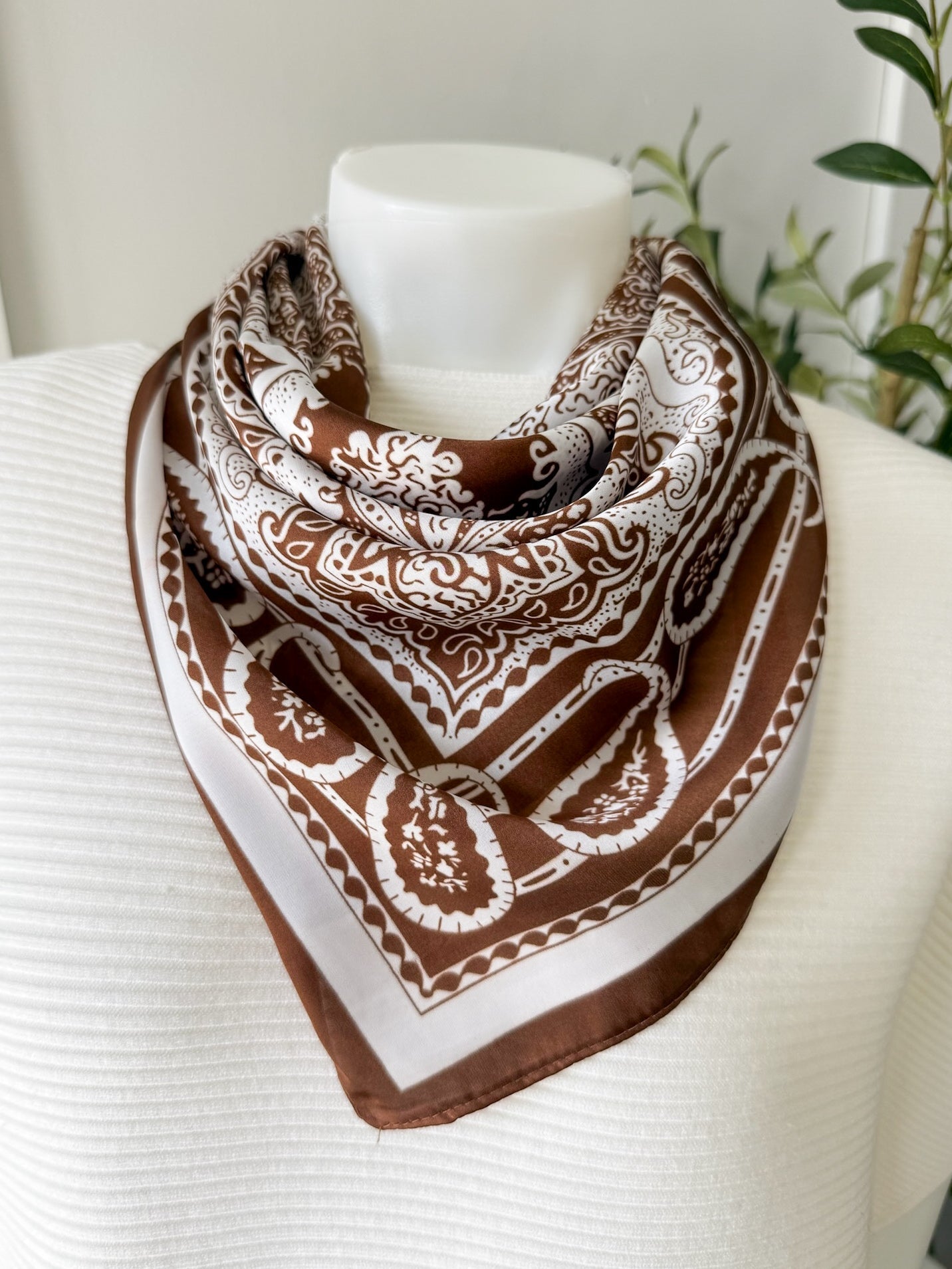 Paisley Bandana Scarf - Brown