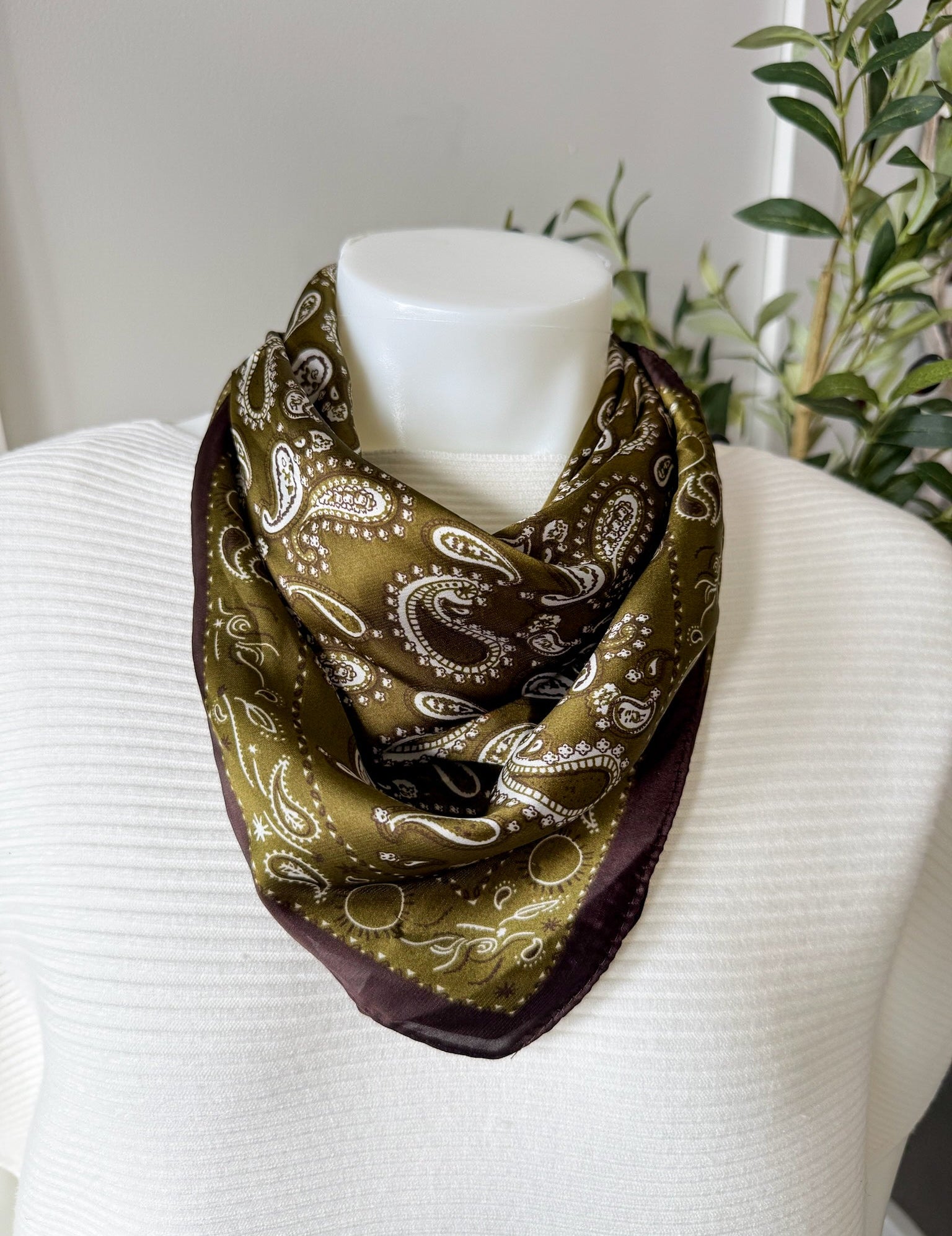 Paisley Bandana Scarf - Olive