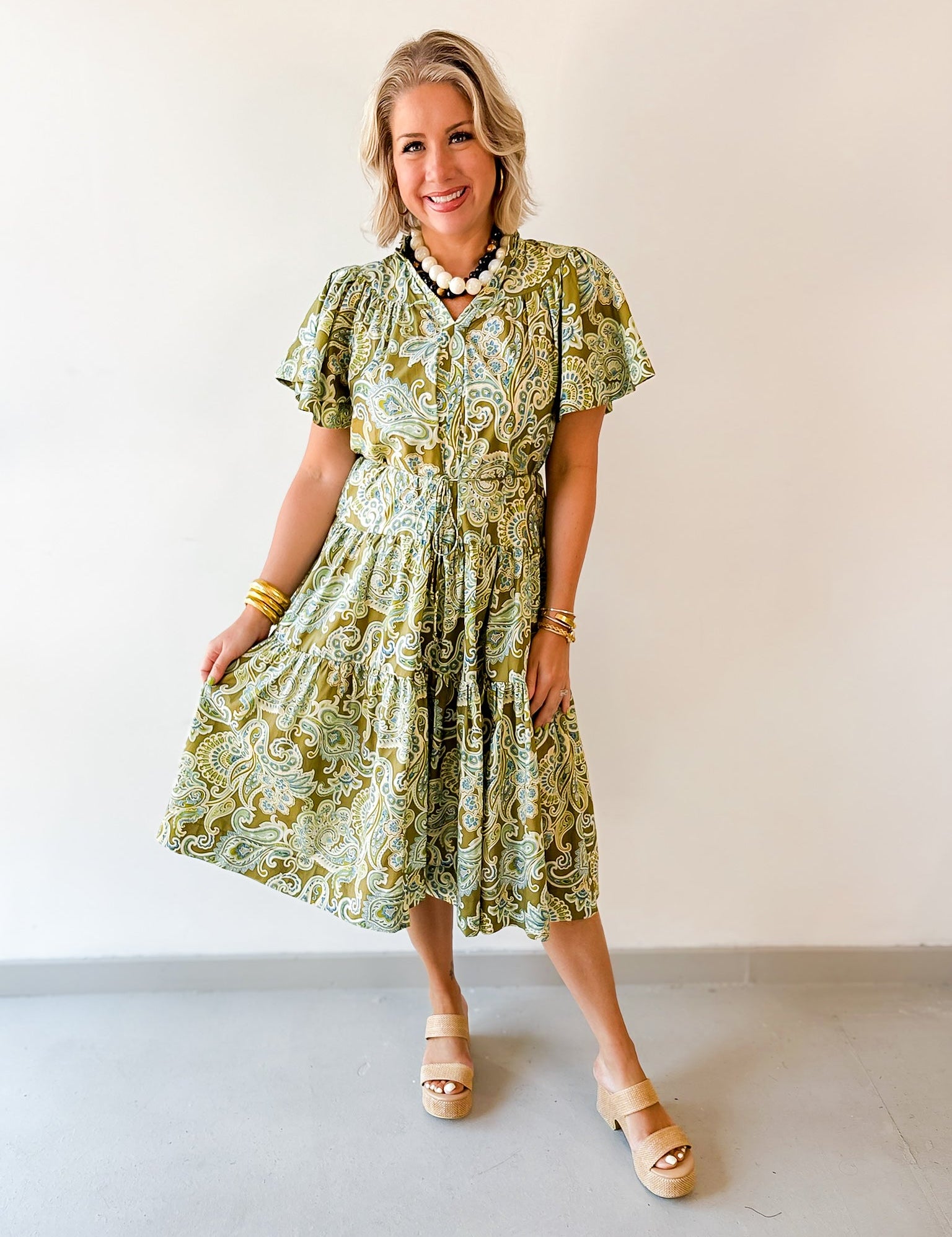 Paisley Print Midi Dress