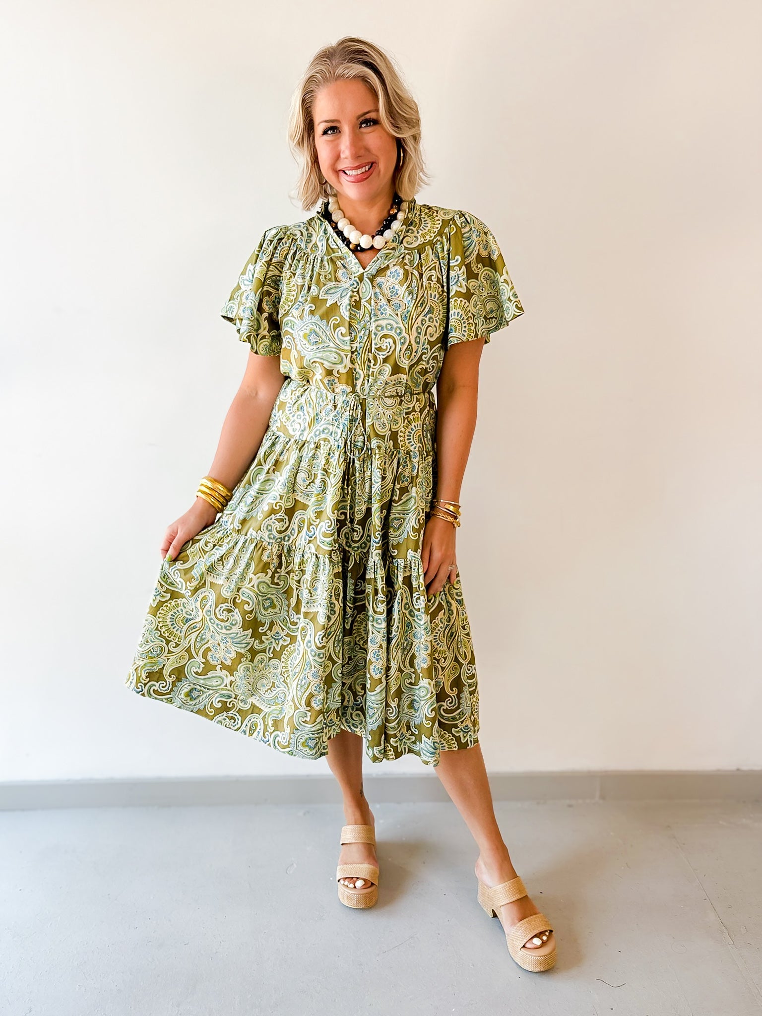 Paisley Print Midi Dress