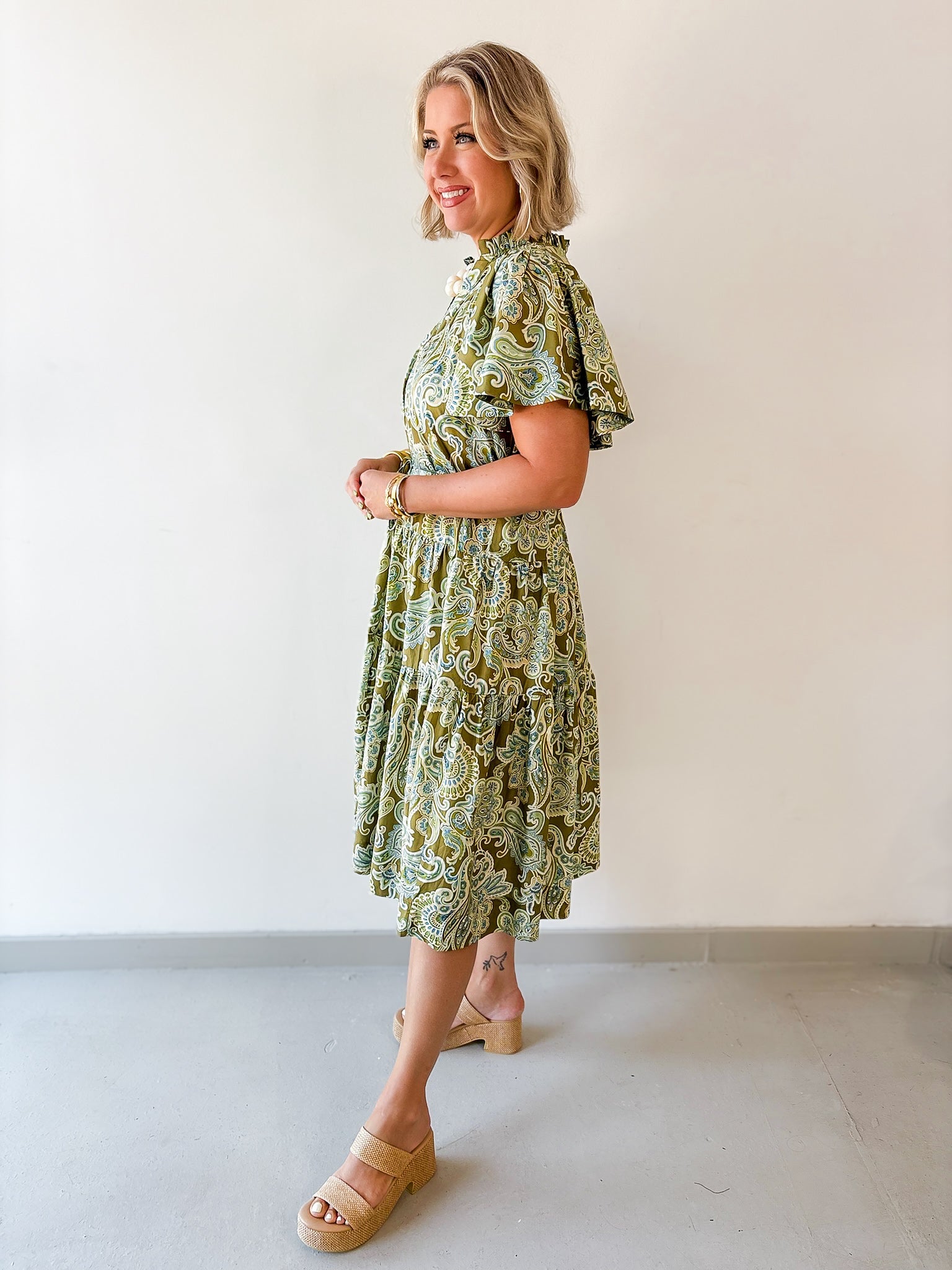 Paisley Print Midi Dress