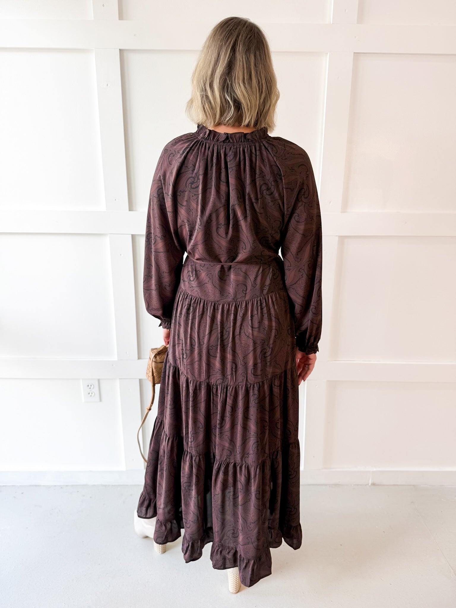 Paisley Print Ruffled Dress