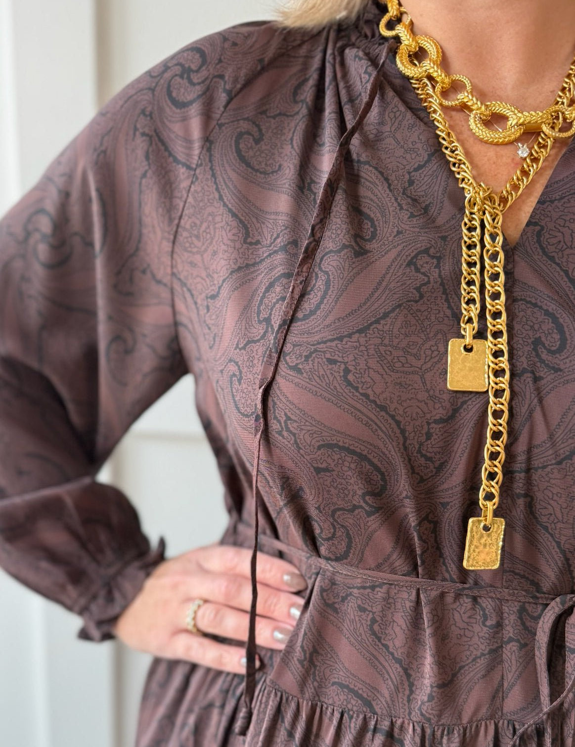 Paisley Print Ruffled Dress