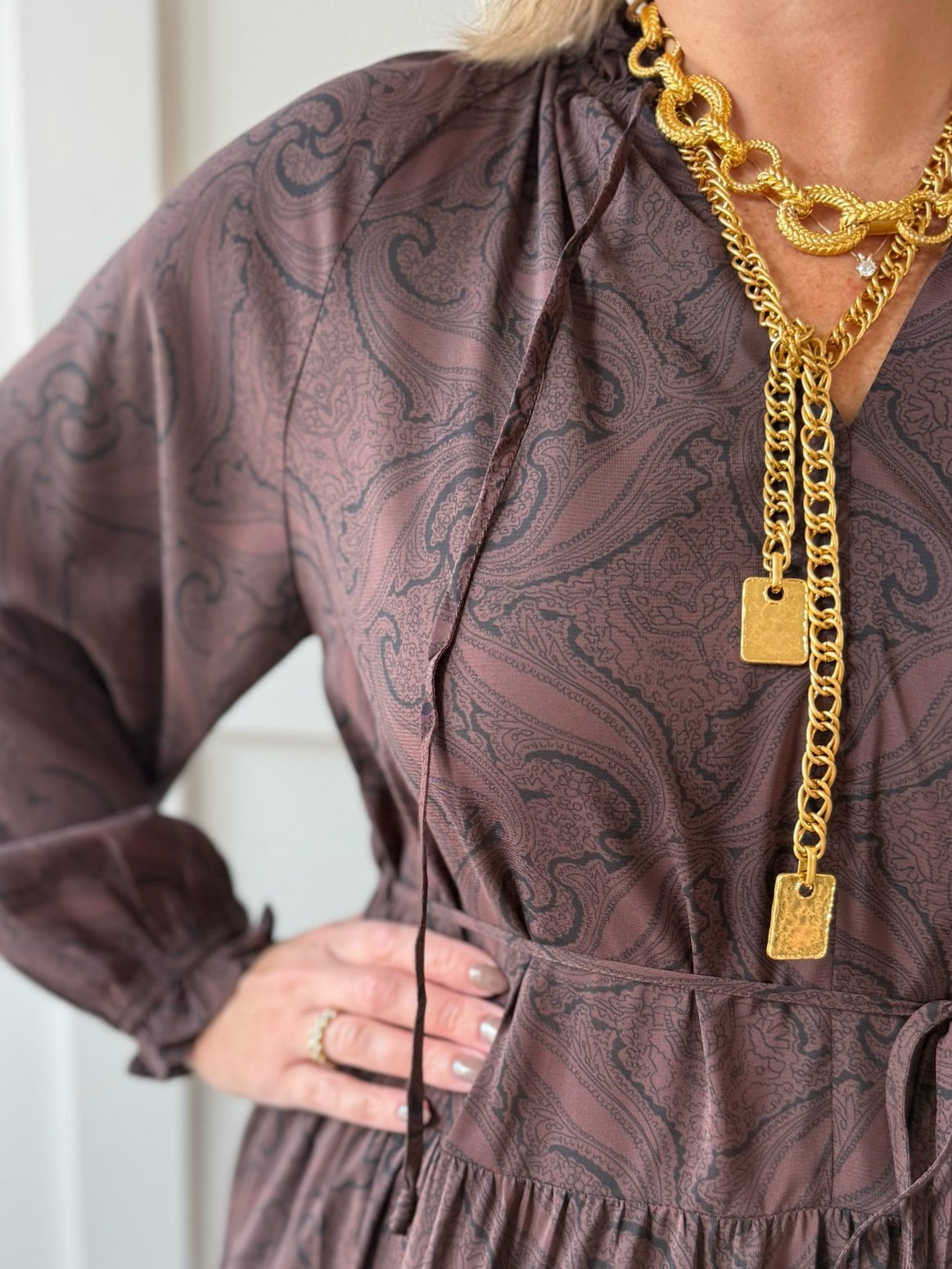 Paisley Print Ruffled Dress