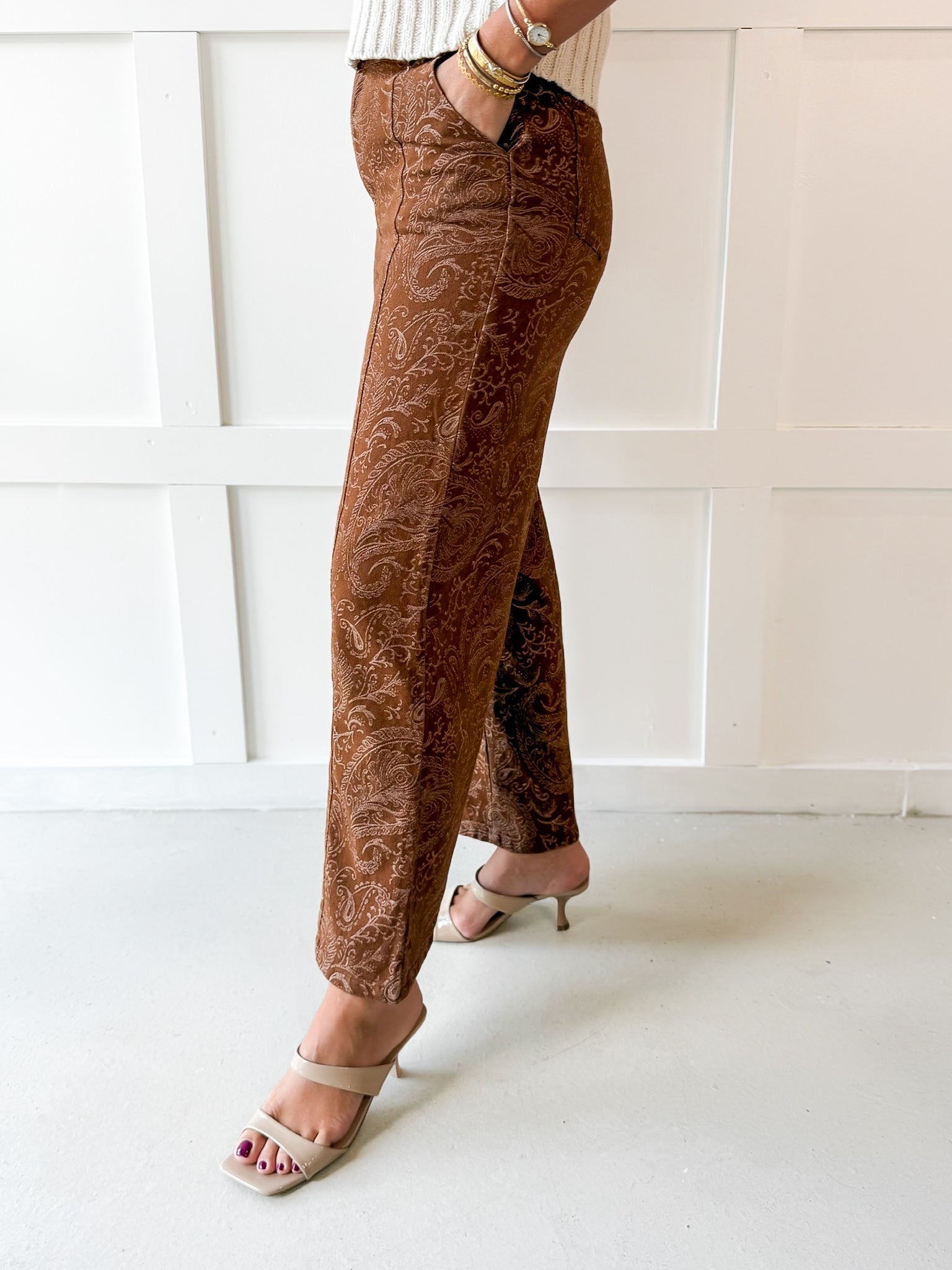 Paisley Print Wide-leg Pants