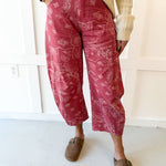 Paisley Printed Bandana Jeans - Dusty Rose