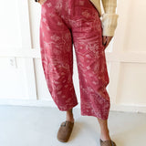 Paisley Printed Bandana Jeans - Dusty Rose