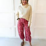 Paisley Printed Bandana Jeans - Dusty Rose