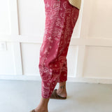 Paisley Printed Bandana Jeans - Dusty Rose