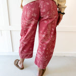 Paisley Printed Bandana Jeans - Dusty Rose