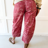 Paisley Printed Bandana Jeans - Dusty Rose