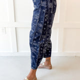 Paisley Printed Barrel Jeans
