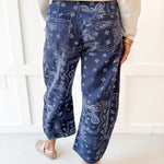 Paisley Printed Barrel Jeans