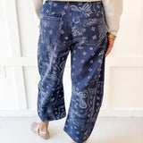 Paisley Printed Barrel Jeans