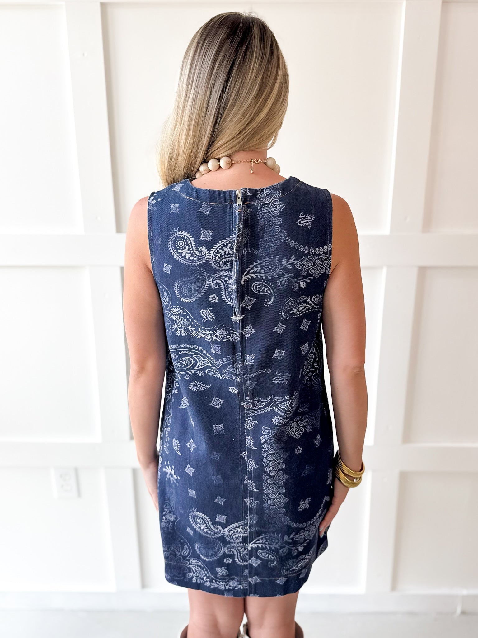 Paisley Printed Mini Dress - Midnight