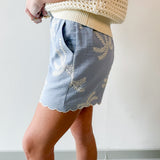 Palm Embroidered Gauze Shorts