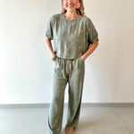 Palm Embroidered Top & Pant Set