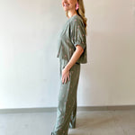 Palm Embroidered Top & Pant Set