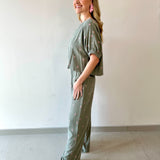 Palm Embroidered Top & Pant Set