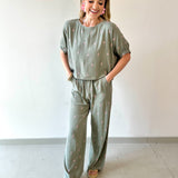 Palm Embroidered Top & Pant Set