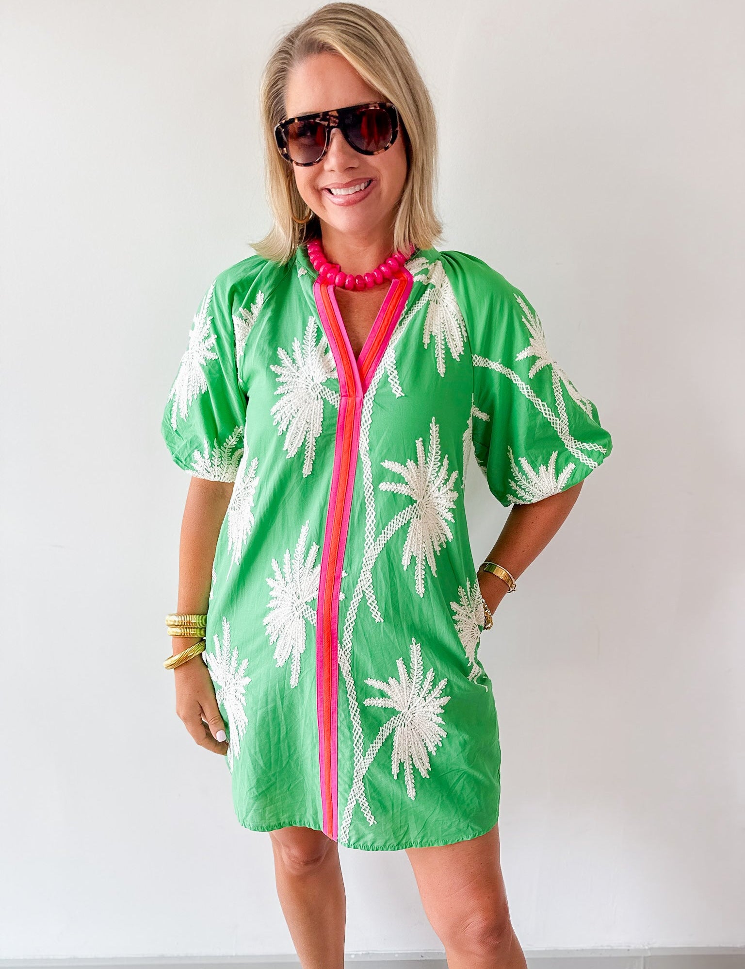 Palm Fonds Printed Dress