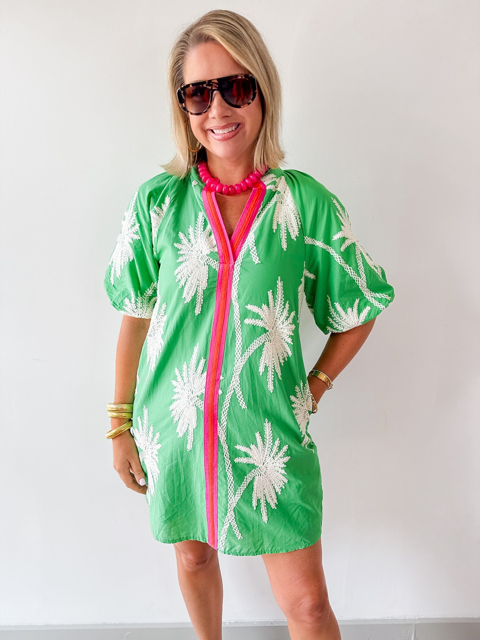 Palm Fonds Printed Dress