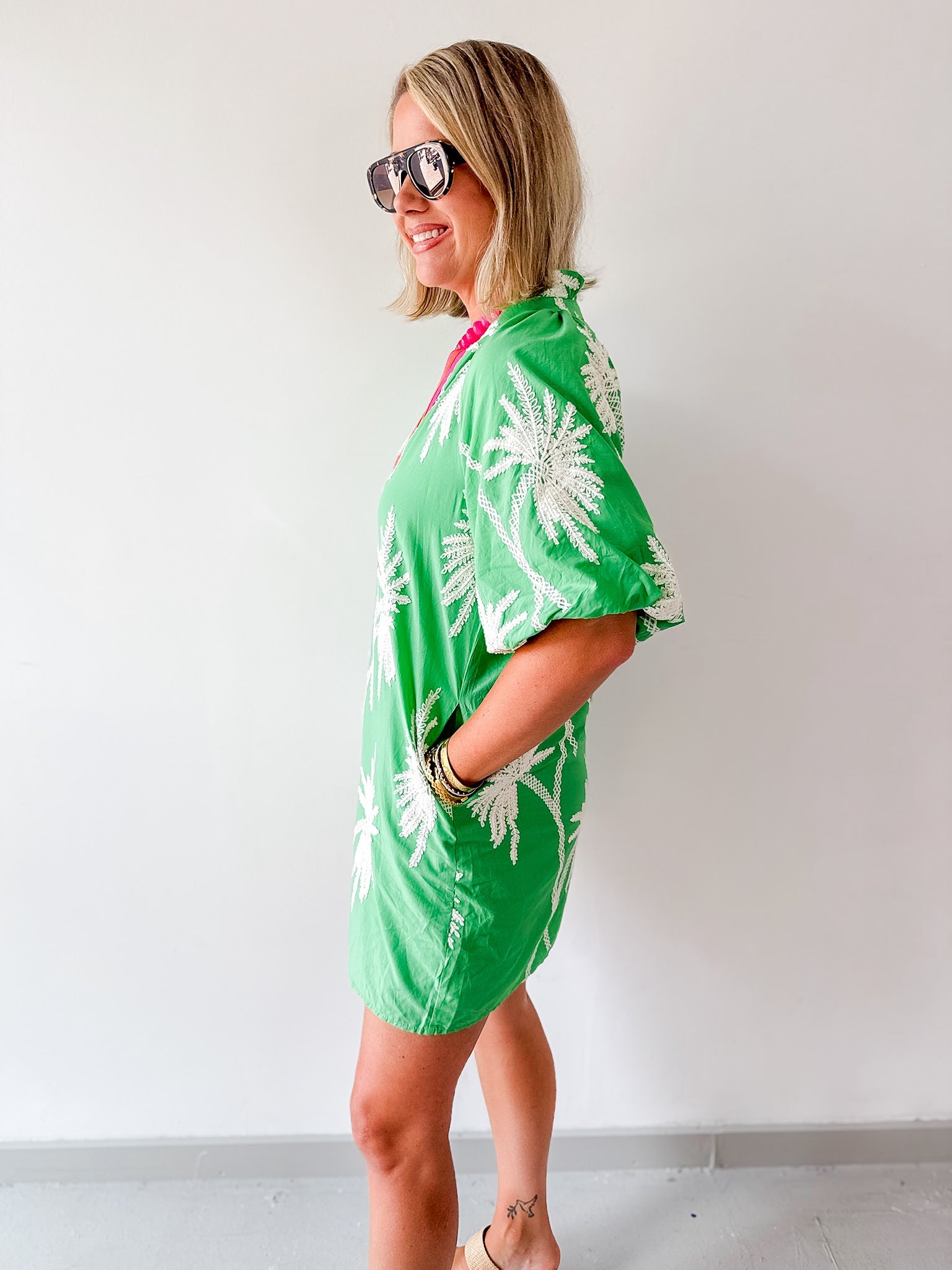 Palm Fonds Printed Dress