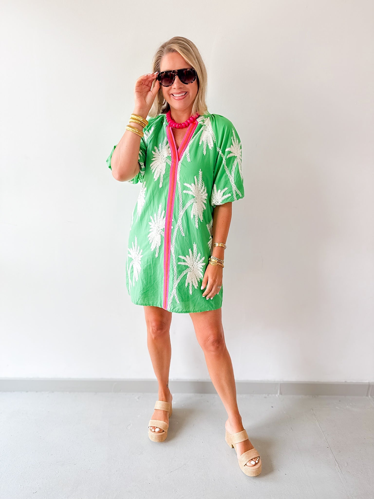 Palm Fonds Printed Dress